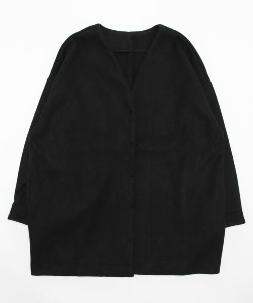 STYLEBLOCK（スタイルブロック）の「カットメルトンコクーンジャケット（ノーカラージャケット・レディース・ピンク系その他/ブラック/グレイッシュベージュ/ベージュ/ライトベージュ/ブルー・M）」の2枚目の写真