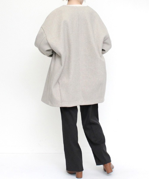 STYLEBLOCK（スタイルブロック）の「カットメルトンコクーンジャケット（ノーカラージャケット・レディース・ピンク系その他/ブラック/グレイッシュベージュ/ベージュ/ライトベージュ/ブルー・M）」の11枚目の写真
