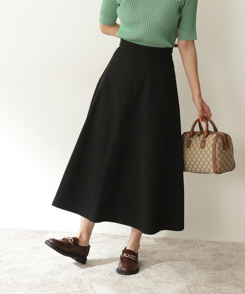 N.(N. Natural Beauty Basic)(エヌエヌナチュラルビューティーベーシック)の「【追加生産】【横田ひかるさん着用】◆変形切替フレアスカート(スカート・レディース・ブラック/グリーン・MEDIUM)」の8枚目の写真