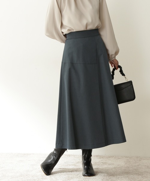 N.(N. Natural Beauty Basic)(エヌエヌナチュラルビューティーベーシック)の「【追加生産】【横田ひかるさん着用】◆変形切替フレアスカート(スカート・レディース・ブラック/グリーン・MEDIUM)」の15枚目の写真