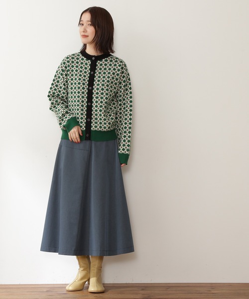 N.(N. Natural Beauty Basic)(エヌエヌナチュラルビューティーベーシック)の「【追加生産】【横田ひかるさん着用】◆変形切替フレアスカート(スカート・レディース・ブラック/グリーン・MEDIUM)」の6枚目の写真