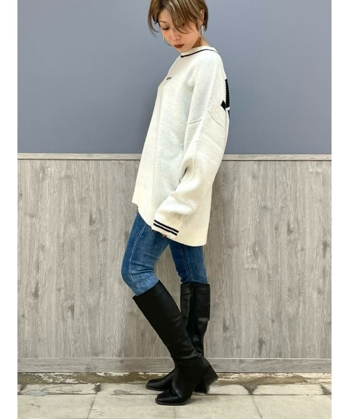 KANGOL(カンゴール)の「【KANGOL】バックロゴニット(ニット/セーター・レディース・ホワイト/ブラック・L)」の18枚目の写真