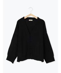Samansa Mos2 | 【アンチピリング】チャイナボタンVネックニットカーディガン(カーディガン/ボレロ)