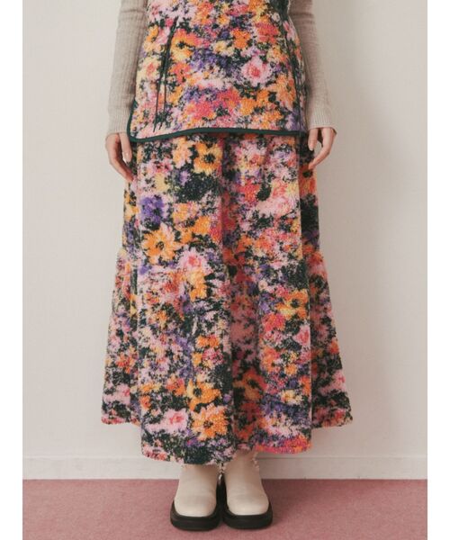merry jenny（メリージェニー）の「floralボアテイアードスカート（スカート・レディース・ブラック/ピンク・FREE）」の5枚目の写真