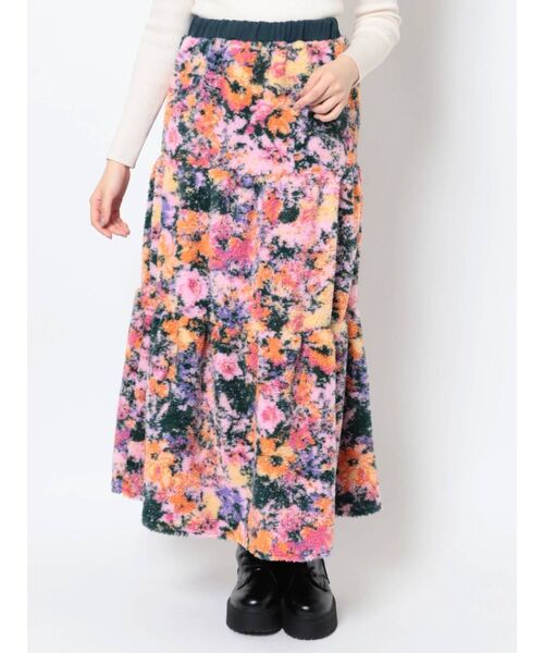 merry jenny（メリージェニー）の「floralボアテイアードスカート（スカート・レディース・ブラック/ピンク・FREE）」の6枚目の写真