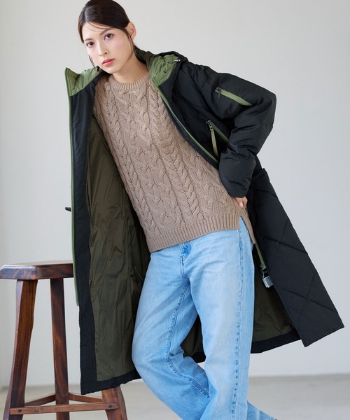 Filomo（フィローモ）の「[Filomo]ダウンコートフード付き（ダウンジャケット/コート・レディース・キャメル/ブラック/ベージュ・M/L/LL）」の8枚目の写真