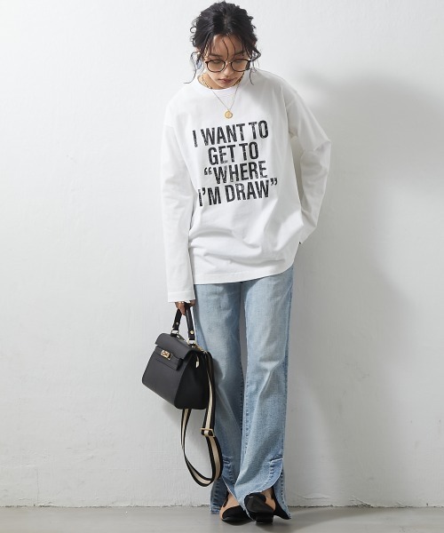 CHIC STYLE(シックスタイル)の「<大きいサイズ>綿100%ロゴプリントロングスリーブTシャツ シックスタイル(Tシャツ/カットソー・レディース・ブラック/オフホワイト・L/LL/3L/4L/5L)」の12枚目の写真