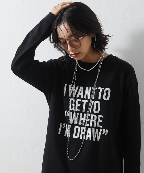 CHIC STYLE(シックスタイル)の「<大きいサイズ>綿100%ロゴプリントロングスリーブTシャツ シックスタイル(Tシャツ/カットソー・レディース・ブラック/オフホワイト・L/LL/3L/4L/5L)」の6枚目の写真