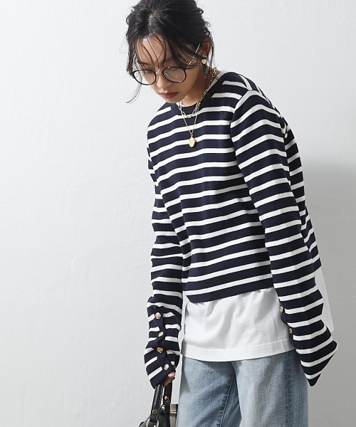 CHIC STYLE(シックスタイル)の「<大きいサイズ>綿100%ロゴプリントロングスリーブTシャツ シックスタイル(Tシャツ/カットソー・レディース・ブラック/オフホワイト・L/LL/3L/4L/5L)」の8枚目の写真