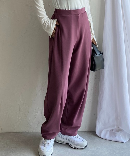 She's Closet（シーズクローゼット）の「ハイウエストタックワイドテーパードパンツ/ルーズシェフパンツ（その他パンツ・レディース・ブラック/パープル/ダークグリーン・FREE）」の3枚目の写真