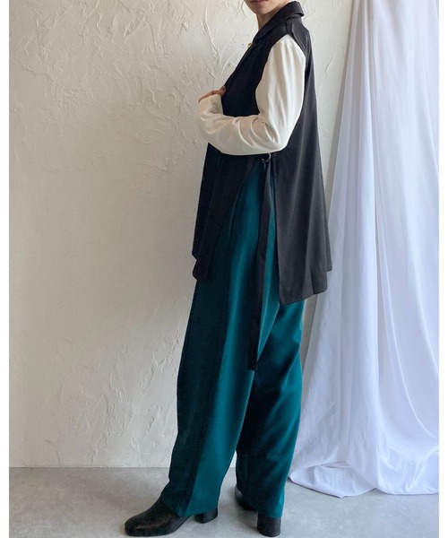 She's Closet（シーズクローゼット）の「ハイウエストタックワイドテーパードパンツ/ルーズシェフパンツ（その他パンツ・レディース・ブラック/パープル/ダークグリーン・FREE）」の8枚目の写真