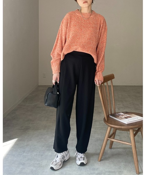 She's Closet（シーズクローゼット）の「ハイウエストタックワイドテーパードパンツ/ルーズシェフパンツ（その他パンツ・レディース・ブラック/パープル/ダークグリーン・FREE）」の10枚目の写真