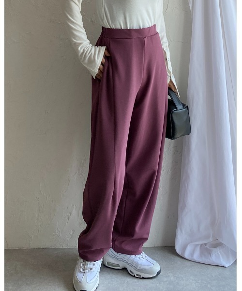 She's Closet（シーズクローゼット）の「ハイウエストタックワイドテーパードパンツ/ルーズシェフパンツ（その他パンツ・レディース・ブラック/パープル/ダークグリーン・FREE）」の14枚目の写真