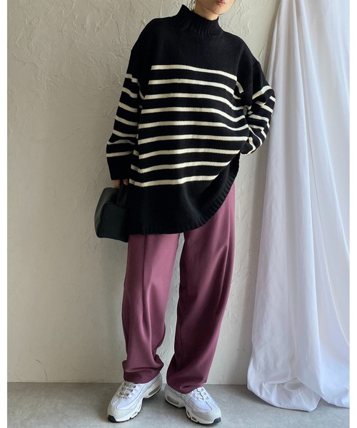 She's Closet（シーズクローゼット）の「ハイウエストタックワイドテーパードパンツ/ルーズシェフパンツ（その他パンツ・レディース・ブラック/パープル/ダークグリーン・FREE）」の15枚目の写真