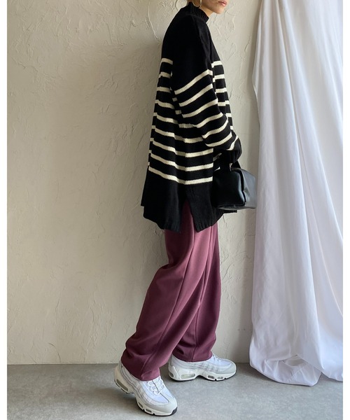 She's Closet（シーズクローゼット）の「ハイウエストタックワイドテーパードパンツ/ルーズシェフパンツ（その他パンツ・レディース・ブラック/パープル/ダークグリーン・FREE）」の17枚目の写真
