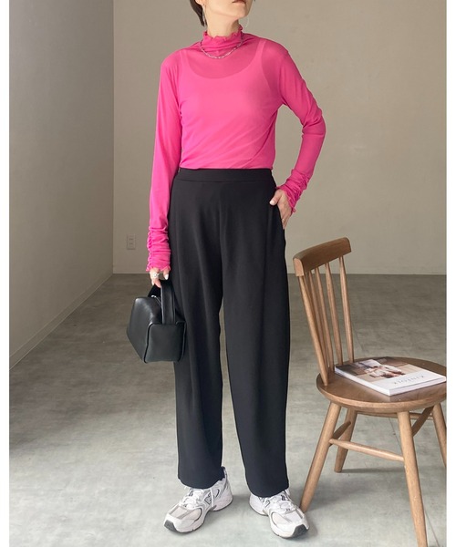 She's Closet（シーズクローゼット）の「ハイウエストタックワイドテーパードパンツ/ルーズシェフパンツ（その他パンツ・レディース・ブラック/パープル/ダークグリーン・FREE）」の19枚目の写真