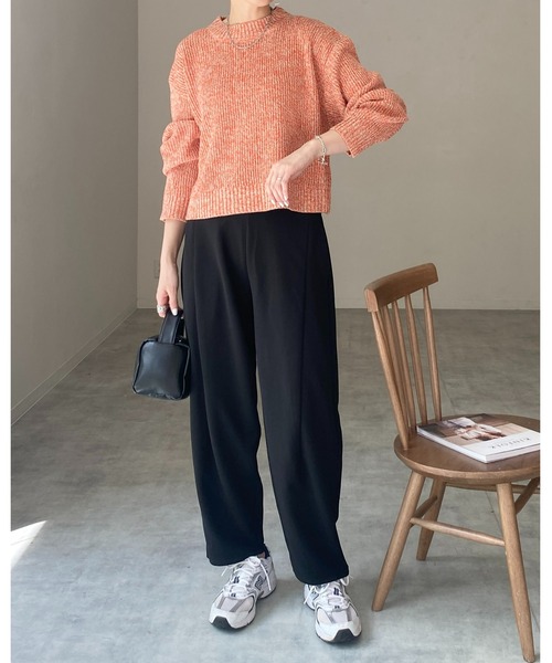 She's Closet（シーズクローゼット）の「ハイウエストタックワイドテーパードパンツ/ルーズシェフパンツ（その他パンツ・レディース・ブラック/パープル/ダークグリーン・FREE）」の22枚目の写真