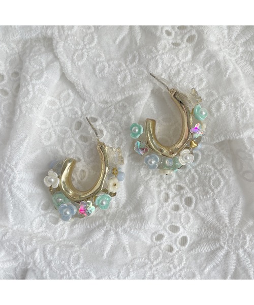 tone(トーン)の「【Mermaid Pink】クリアCフープフラワーピアス(MA)(ピアス(両耳用)・レディース・ピンク系その他/ブルー系その他・FREE)」の10枚目の写真