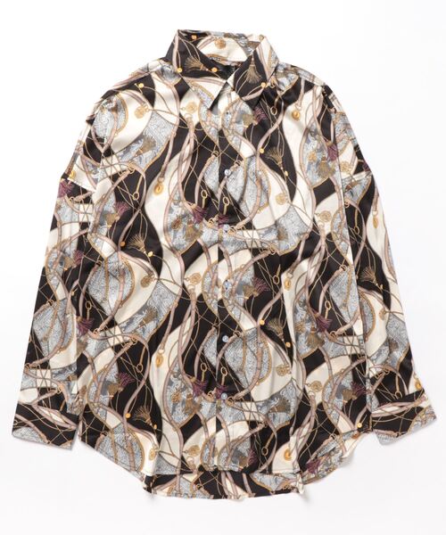 JUGLANS(ユグランス)の「RINGS スカーフ柄プリントシャツ(シャツ/ブラウス・メンズ・ブラック/ネイビー・M/L)」の1枚目の写真