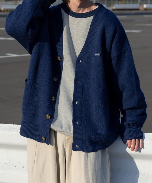 Perushu（ペルーシュ）の「ダブルポケットルーズカーディガン（カーディガン/ボレロ・メンズ・グレイッシュベージュ/グリーン/ネイビー/オレンジ・LARGE/MEDIUM）」の17枚目の写真