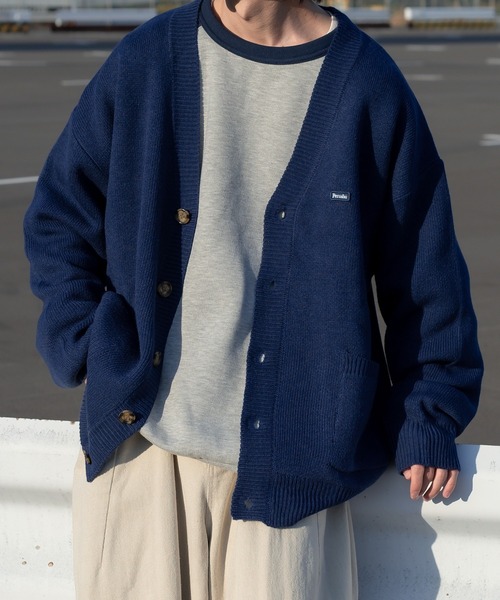 Perushu（ペルーシュ）の「ダブルポケットルーズカーディガン（カーディガン/ボレロ・メンズ・グレイッシュベージュ/グリーン/ネイビー/オレンジ・LARGE/MEDIUM）」の16枚目の写真