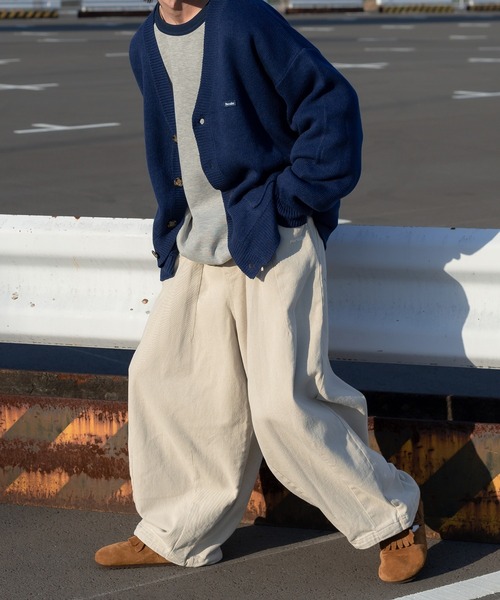 Perushu（ペルーシュ）の「ダブルポケットルーズカーディガン（カーディガン/ボレロ・メンズ・グレイッシュベージュ/グリーン/ネイビー/オレンジ・LARGE/MEDIUM）」の22枚目の写真