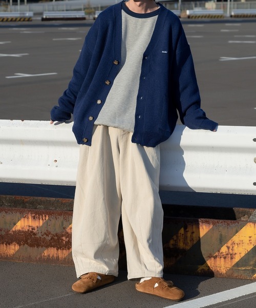 Perushu（ペルーシュ）の「ダブルポケットルーズカーディガン（カーディガン/ボレロ・メンズ・グレイッシュベージュ/グリーン/ネイビー/オレンジ・LARGE/MEDIUM）」の21枚目の写真