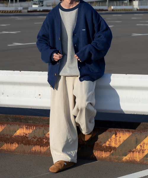 Perushu（ペルーシュ）の「ダブルポケットルーズカーディガン（カーディガン/ボレロ・メンズ・グレイッシュベージュ/グリーン/ネイビー/オレンジ・LARGE/MEDIUM）」の20枚目の写真