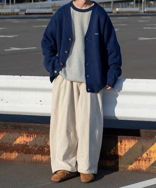 Perushu（ペルーシュ）の「ダブルポケットルーズカーディガン（カーディガン/ボレロ・メンズ・グレイッシュベージュ/グリーン/ネイビー/オレンジ・LARGE/MEDIUM）」の19枚目の写真