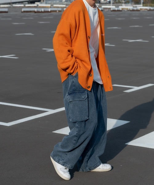 Perushu（ペルーシュ）の「ダブルポケットルーズカーディガン（カーディガン/ボレロ・メンズ・グレイッシュベージュ/グリーン/ネイビー/オレンジ・LARGE/MEDIUM）」の10枚目の写真