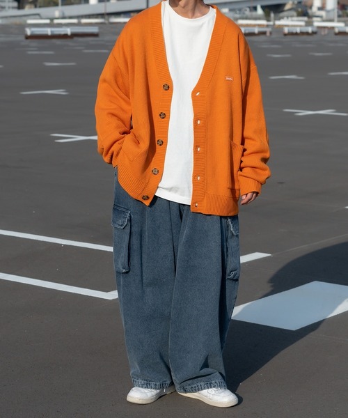 Perushu（ペルーシュ）の「ダブルポケットルーズカーディガン（カーディガン/ボレロ・メンズ・グレイッシュベージュ/グリーン/ネイビー/オレンジ・LARGE/MEDIUM）」の9枚目の写真