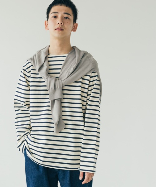 FORK&SPOON(フォークアンドスプーン)の「『ユニセックス』FORK&SPOON ボートネックボーダー(Tシャツ/カットソー・メンズ・ブルー/ホワイト系その他/ピンク/ネイビー・3/4/5)」の1枚目の写真