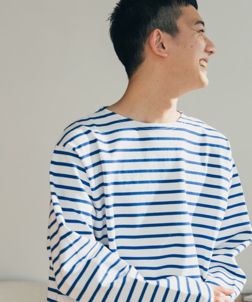 FORK&SPOON(フォークアンドスプーン)の「『ユニセックス』FORK&SPOON ボートネックボーダー(Tシャツ/カットソー・メンズ・ブルー/ホワイト系その他/ピンク/ネイビー・3/4/5)」の5枚目の写真