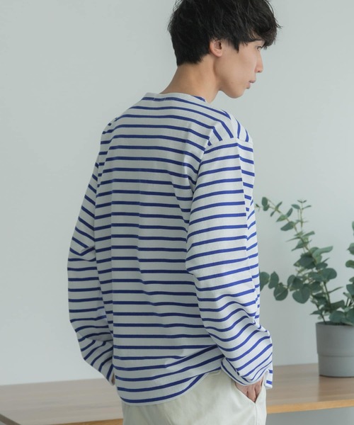 FORK&SPOON(フォークアンドスプーン)の「『ユニセックス』FORK&SPOON ボートネックボーダー(Tシャツ/カットソー・メンズ・ブルー/ホワイト系その他/ピンク/ネイビー・3/4/5)」の8枚目の写真