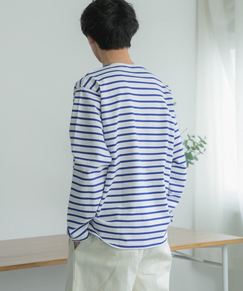 FORK&SPOON(フォークアンドスプーン)の「『ユニセックス』FORK&SPOON ボートネックボーダー(Tシャツ/カットソー・メンズ・ブルー/ホワイト系その他/ピンク/ネイビー・3/4/5)」の9枚目の写真