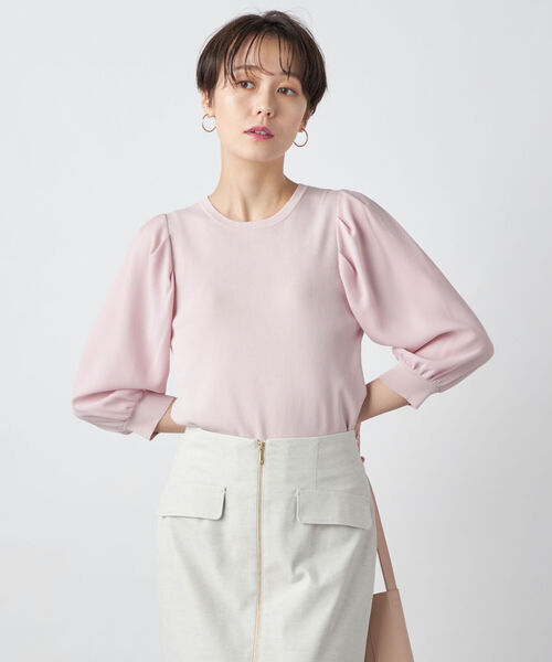 NOLLEY’S Sophi(ノーリーズソフィ)の「《手洗い可能》袖布帛後ろパール総針プルオーバーニット(ニット/セーター・レディース・ホワイト/ネイビー/ベビーピンク・38)」の8枚目の写真