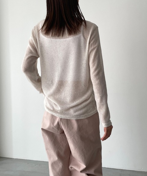 CANAL JEAN（キャナルジーン）の「El mar　リネン混リブロングTシャツ（Tシャツ/カットソー・レディース・ピンク/オートミール/イエロー/ブラック/サックスブルー/ヘザーグレー・ONE SIZE）」の12枚目の写真