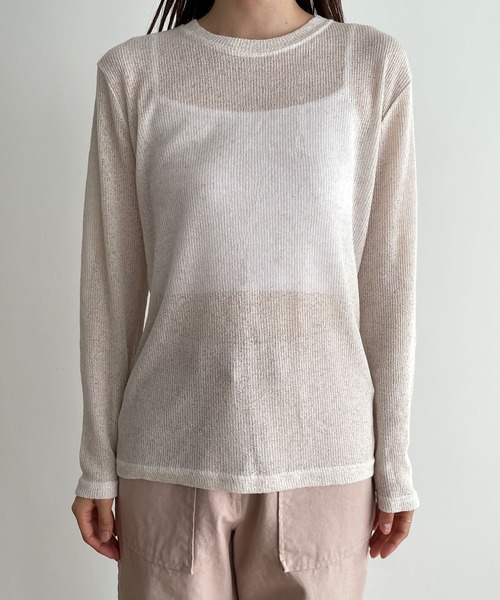 CANAL JEAN（キャナルジーン）の「El mar　リネン混リブロングTシャツ（Tシャツ/カットソー・レディース・ピンク/オートミール/イエロー/ブラック/サックスブルー/ヘザーグレー・ONE SIZE）」の9枚目の写真