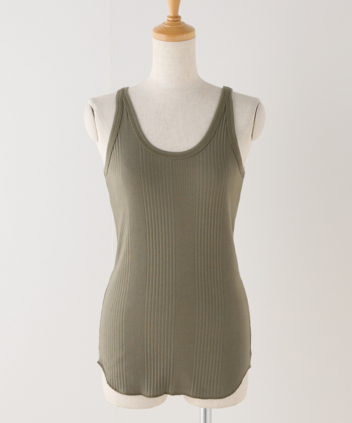FRAMeWORK（フレームワーク）の「【Healthknit/ヘルスニット】別注タンクトップ（タンクトップ・レディース・チャコールグレー/ホワイト/カーキ/ピンク/イエロー・FREE）」の9枚目の写真