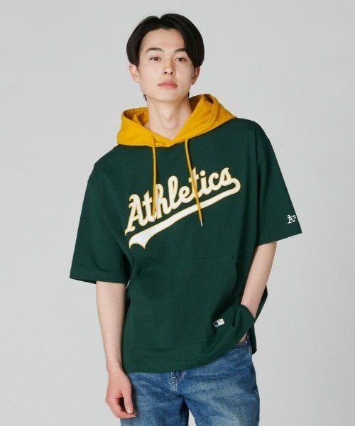 MLB(メジャーリーグベースボール)の「MLB(エムエルビー)【メンズ】チームプリント半袖Tパーカー(Tシャツ/カットソー・メンズ・ライトグレー/ブラック/グリーン・M/S/L/XL)」の3枚目の写真