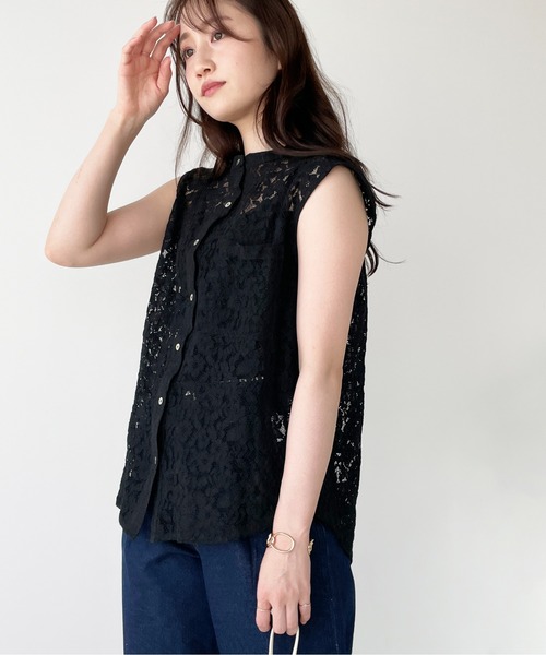 Meli rich(メリーリッチ)の「バンドカラーレースノースリーブブラウス(シャツ/ブラウス・レディース・ブラック/サックスブルー/オフホワイト・MEDIUM)」の17枚目の写真