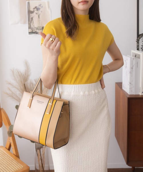 Miniministore（ミニミニストア）の「配色 ハンドバッグ（ハンドバッグ・レディース・ワインレッド/ベージュ/ゴールド/ミント・FREE）」の8枚目の写真