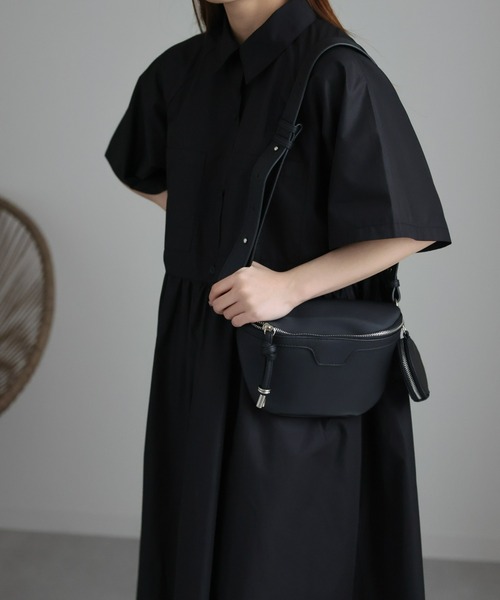 sakishimatokyo（サキシマトーキョー）の「ショートスリーブボリュームシャツワンピース（シャツワンピース・レディース・ベージュ/ブラック・FREE）」の10枚目の写真