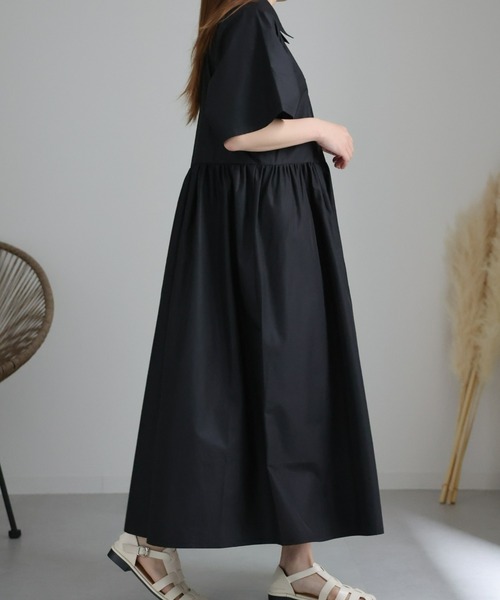 sakishimatokyo（サキシマトーキョー）の「ショートスリーブボリュームシャツワンピース（シャツワンピース・レディース・ベージュ/ブラック・FREE）」の6枚目の写真