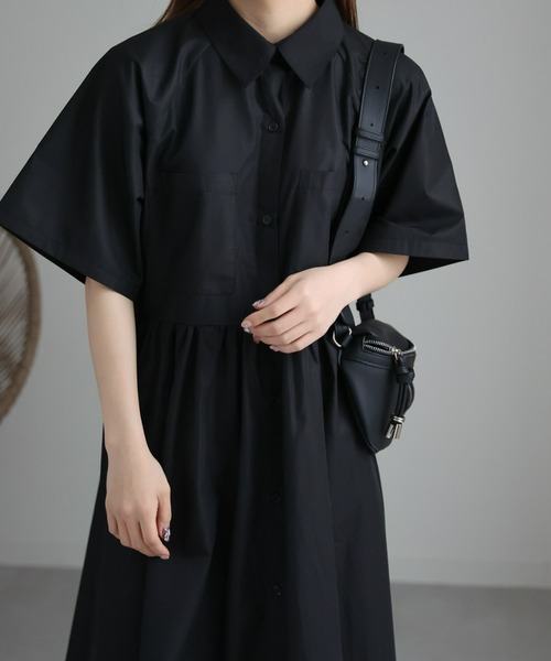 セール】ショートスリーブボリュームシャツワンピース（シャツ