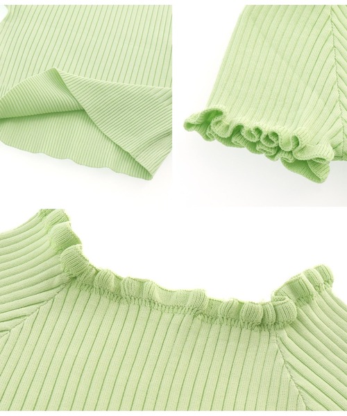 ANAP（アナップ）の「リブメローニットトップスカットソー（Tシャツ/カットソー・レディース・ブラック/グリーン/オレンジ/アイボリー・FREE）」の14枚目の写真