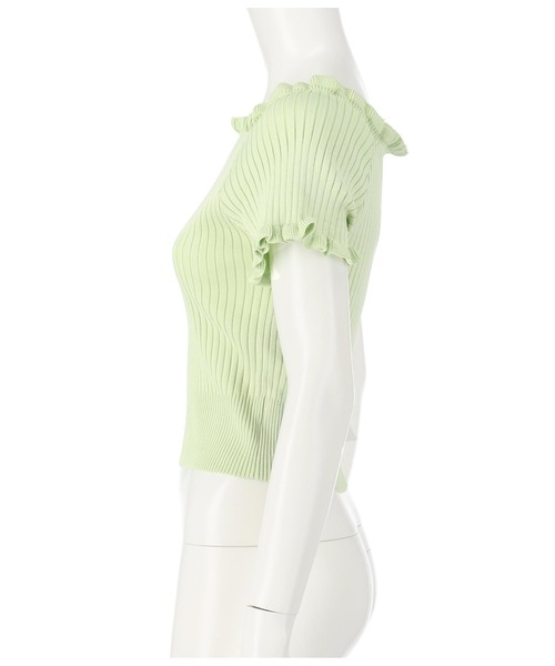 ANAP（アナップ）の「リブメローニットトップスカットソー（Tシャツ/カットソー・レディース・ブラック/グリーン/オレンジ/アイボリー・FREE）」の19枚目の写真