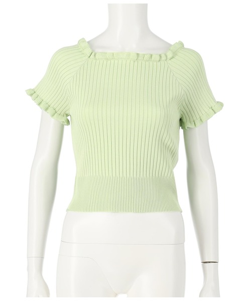 ANAP（アナップ）の「リブメローニットトップスカットソー（Tシャツ/カットソー・レディース・ブラック/グリーン/オレンジ/アイボリー・FREE）」の18枚目の写真