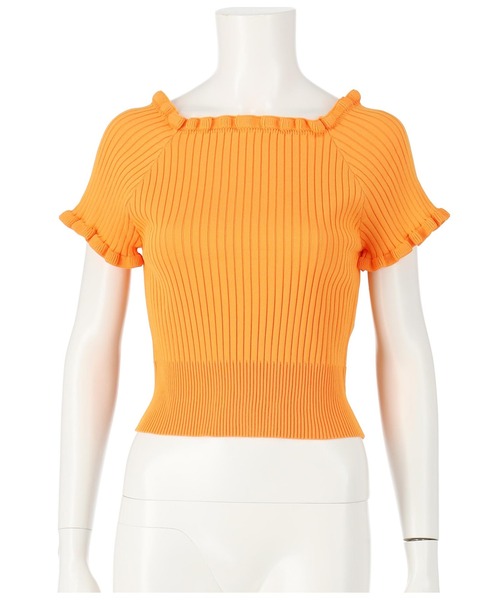 ANAP（アナップ）の「リブメローニットトップスカットソー（Tシャツ/カットソー・レディース・ブラック/グリーン/オレンジ/アイボリー・FREE）」の15枚目の写真