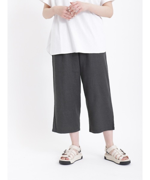 Samansa Mos2（サマンサ モスモス）の「リネンレーヨンゆるテーパード8分丈パンツ（その他パンツ・レディース・グレー/ブルー/ブラック/チャコール/ベージュ・ﾌﾘ-）」の4枚目の写真